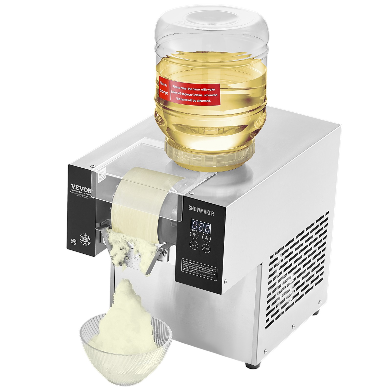 VEVOR Commercial Snowflake Ice Machine 375LBS/24H Stainless Steel for Ice Cream