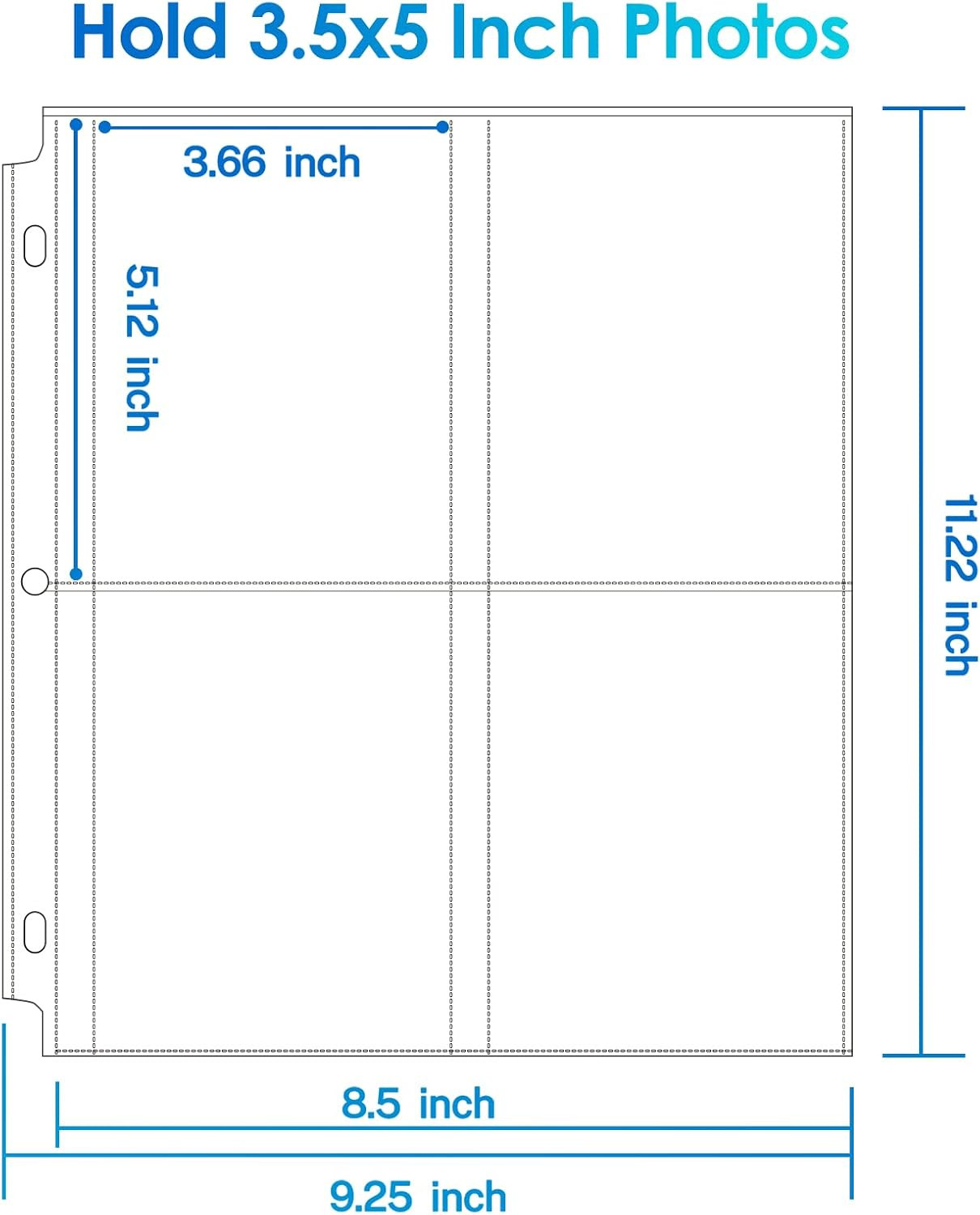 30-Pk 3.5x5 Photo Sleeves for 3-Ring Binder - Holds 240 Photos, Acid-Free