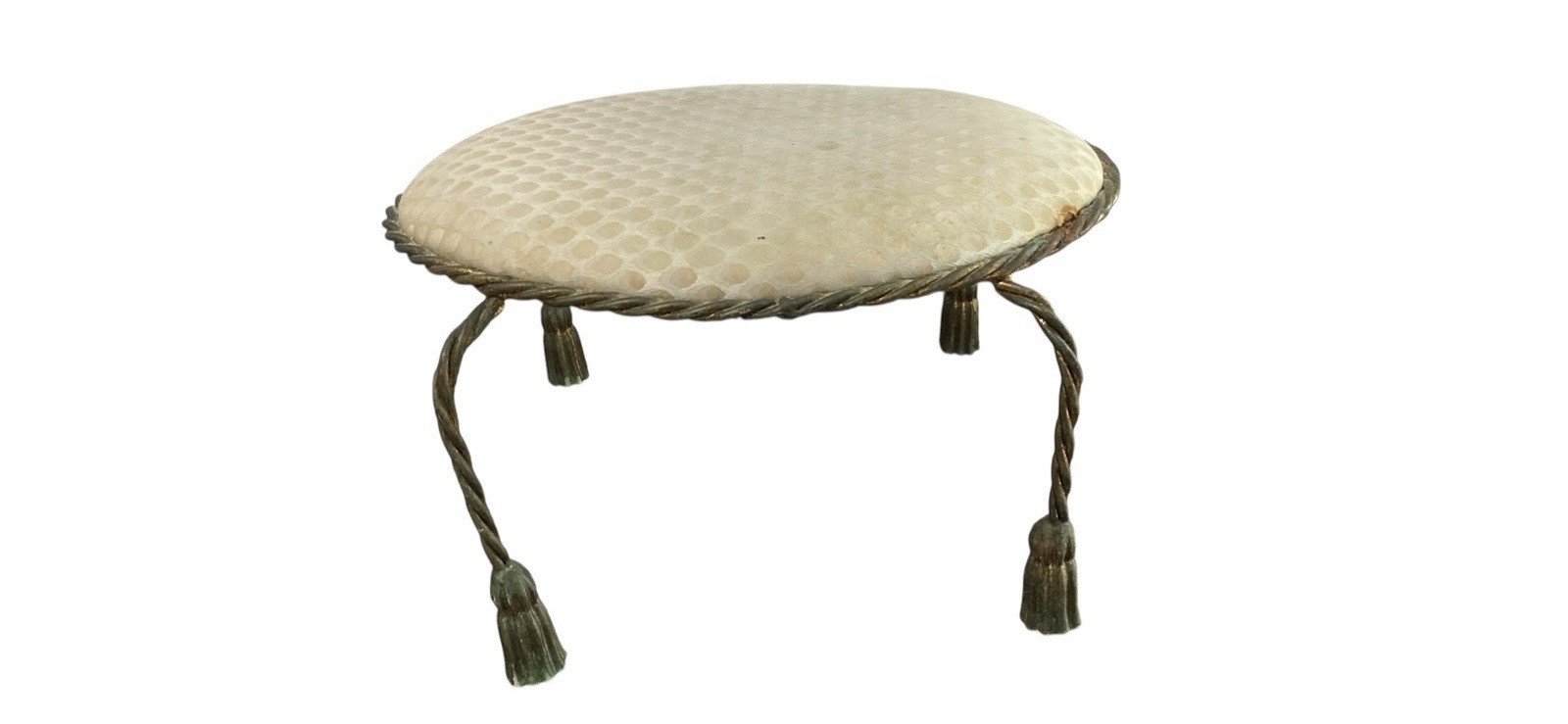 RARE EUC 1960s Hollywood Regency Gold Gilt Tassel Footstool Edward P Paul & Co