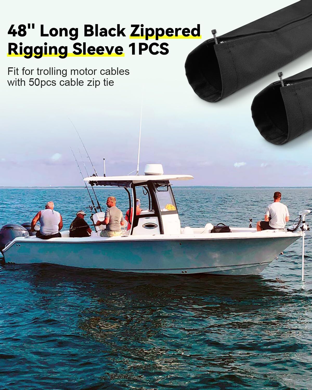 Outboard Marine Cable-Hose Rigging Protector Cover 48" Zippered Sleeve ZRS-1-DP