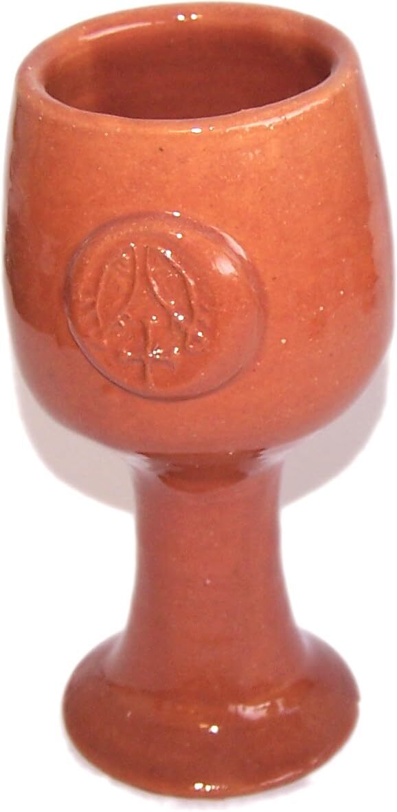 Holy Land Market Terra Cotta Biblical Wine Goblet Communion Chalice - Brown