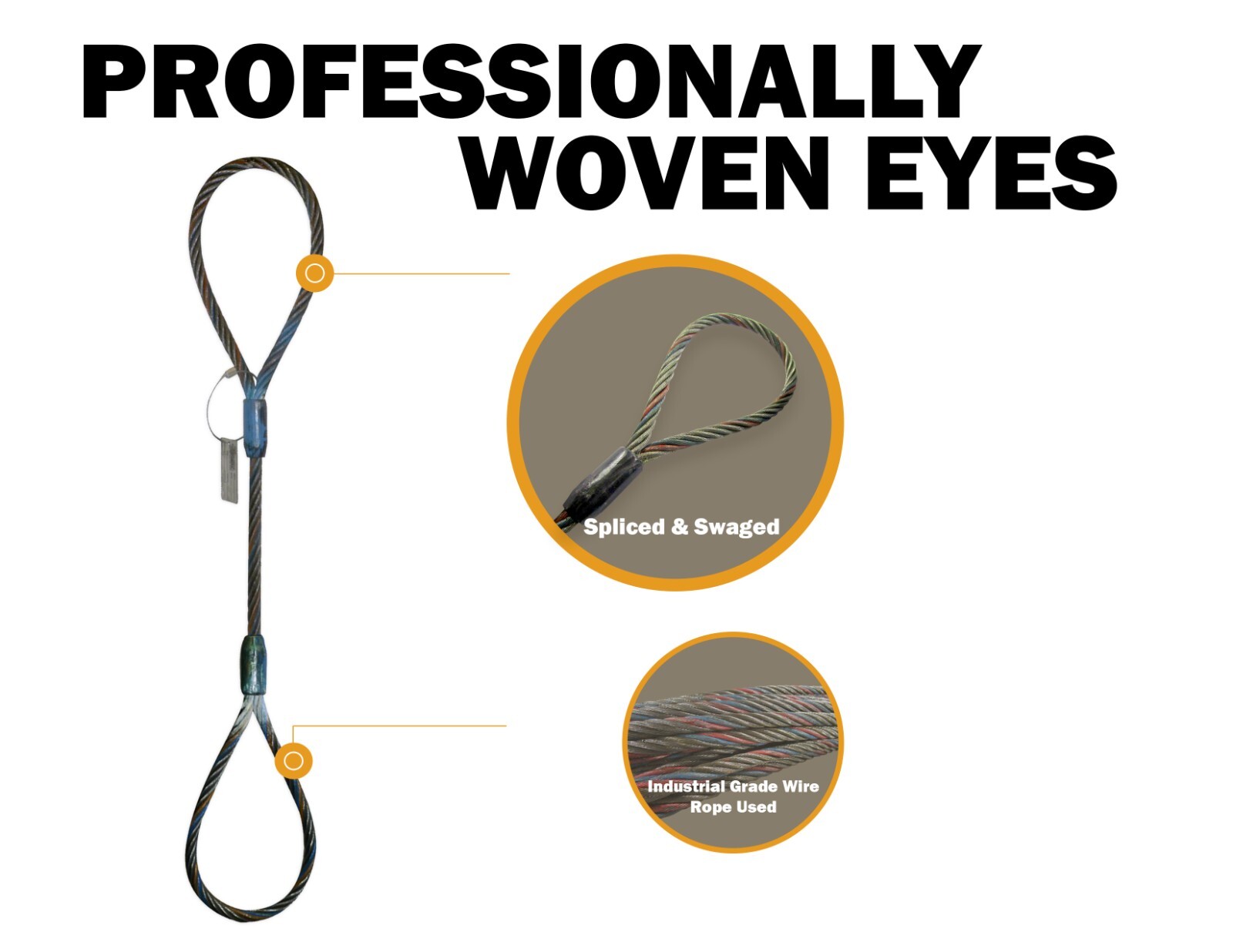 3/8" x 4' Wire Rope Choker Lifting Sling for Crane Tow Rigging Tagged USA Made