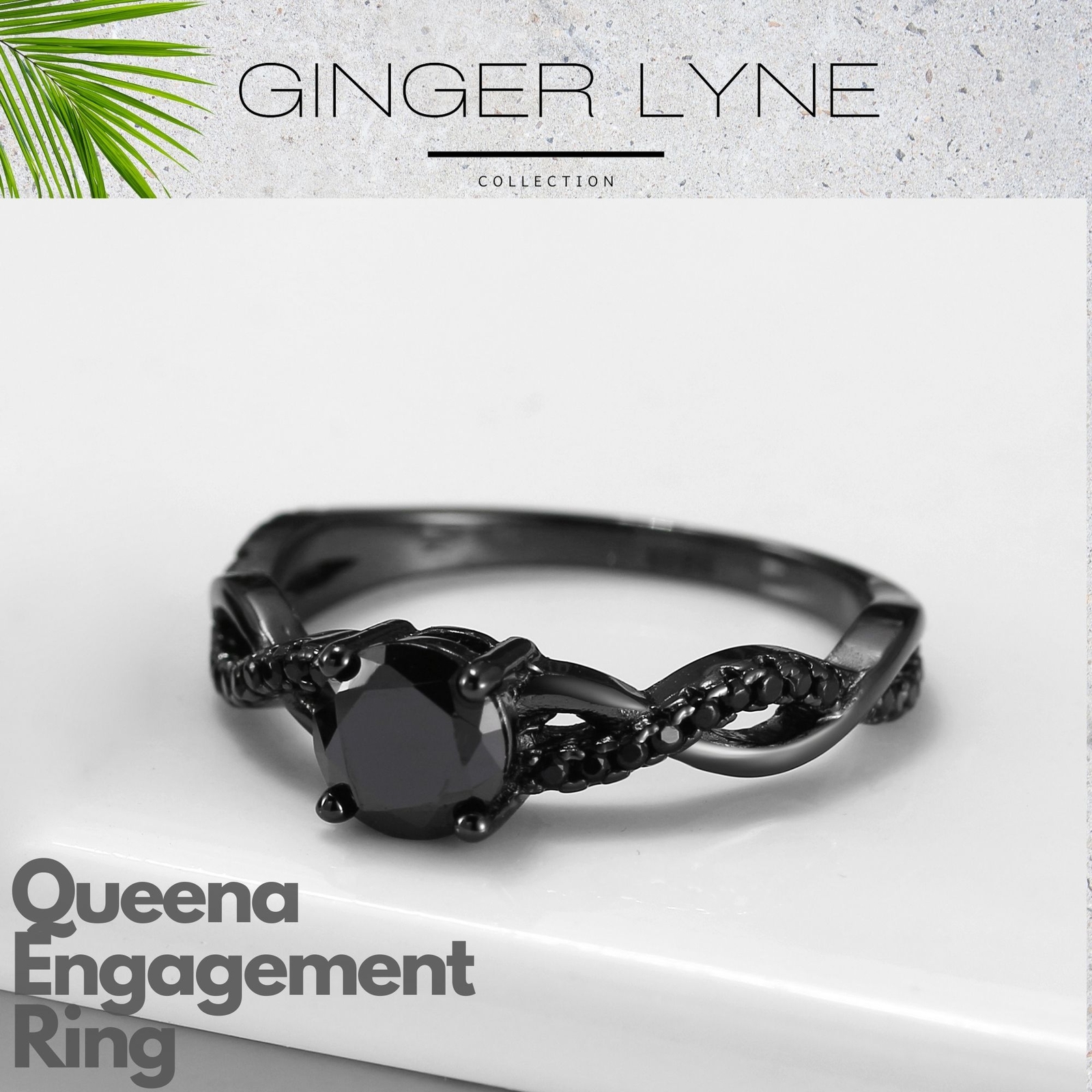 Queena Engagement Ring for Women Sterling Silver CZ Ginger Lyne Collection