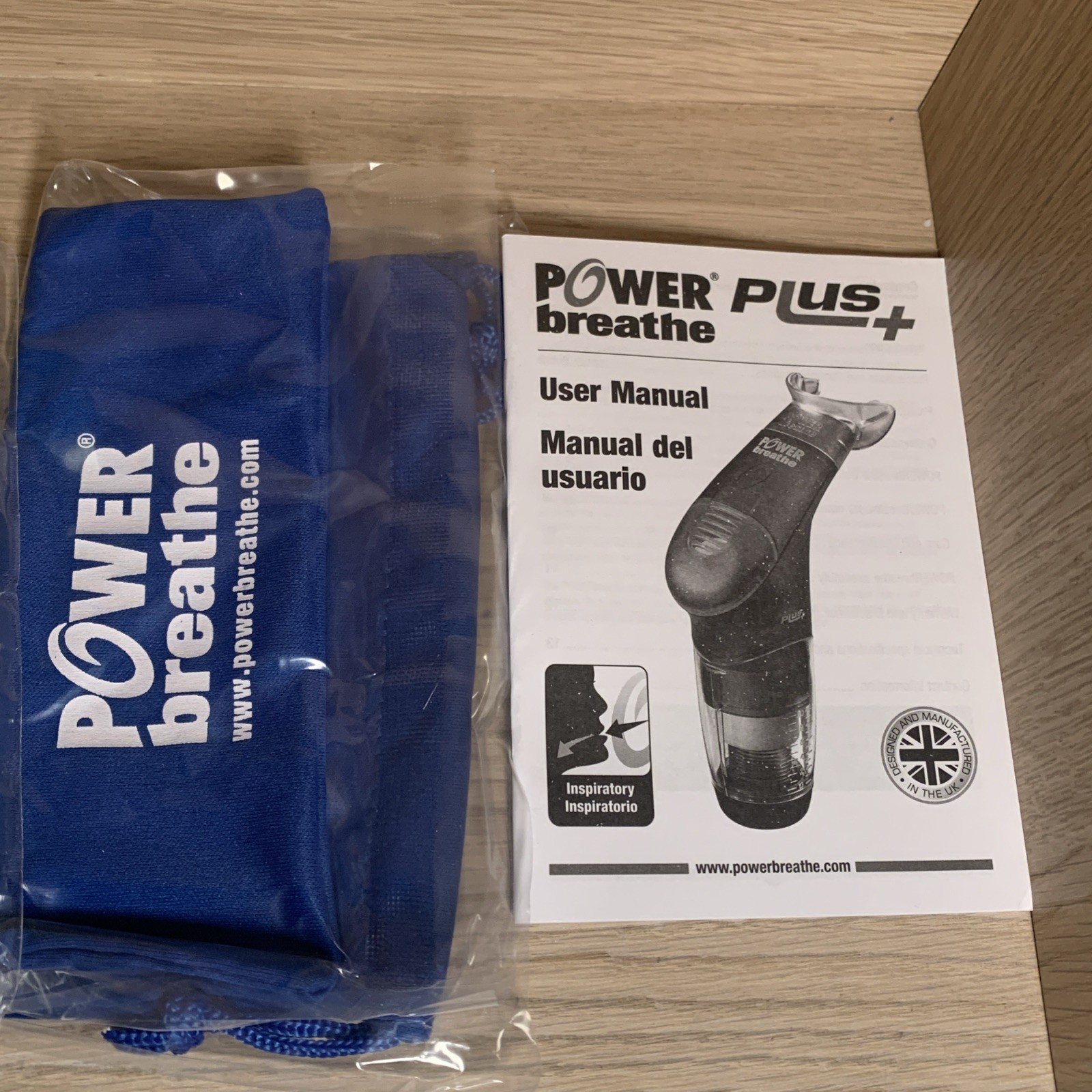 POWERbreathe Plus Medium Resistance Breathing Muscle Trainer Blue NEW OPEN BOX