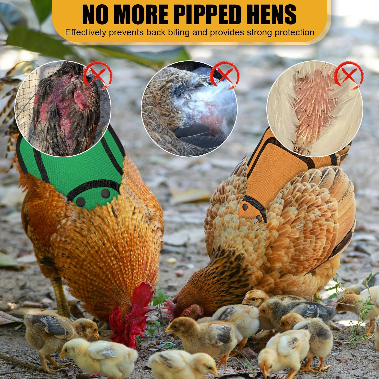 6 PCS Chicken Saddle for Hens, Chicken Aprons for Hens with Adjustable Strap, He