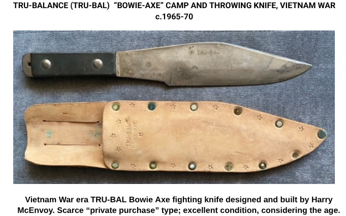 Tru-Bal Bowie-Axe True-Balance Fighting Throwing Knife Used