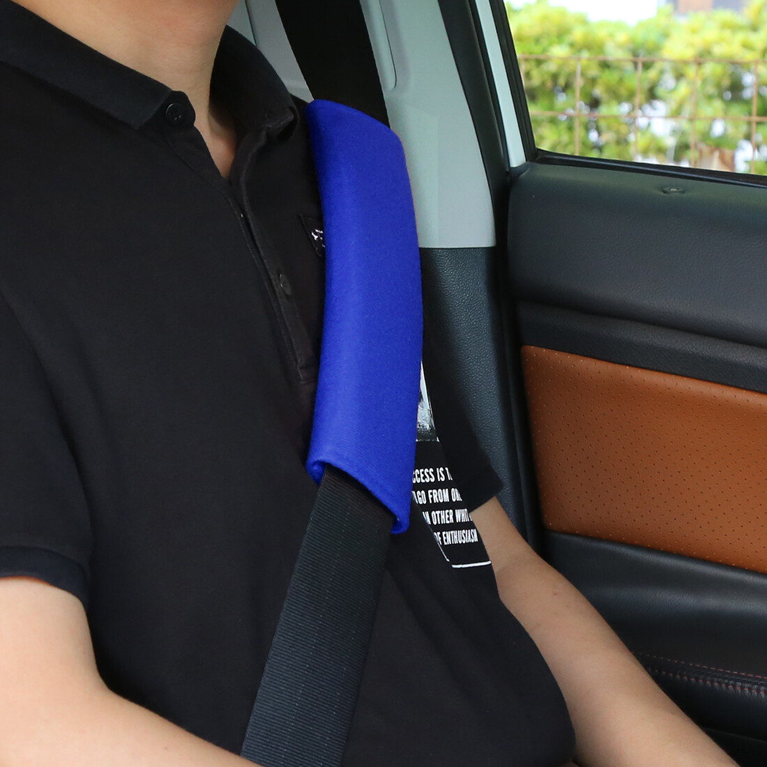 Universal Pack (4) Seat Belt Cover Shoulder Pad Strap Protector Blue
