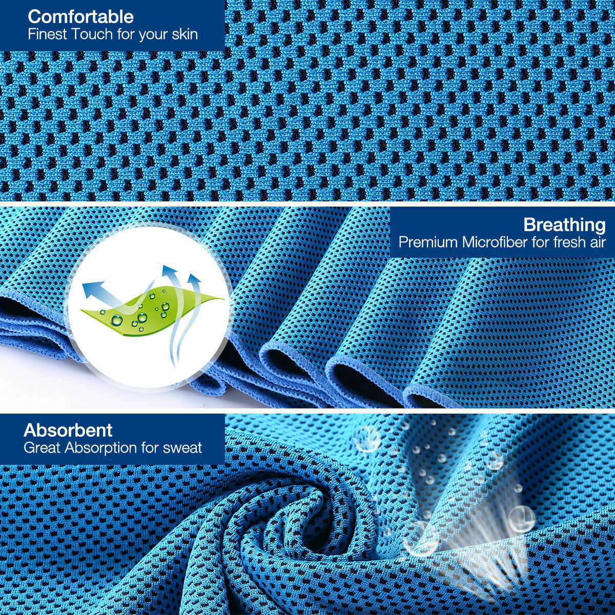 5 X Ice Cold Cooling Towel Neck Wrap For Sports Running Jogging Gym Instant Cool