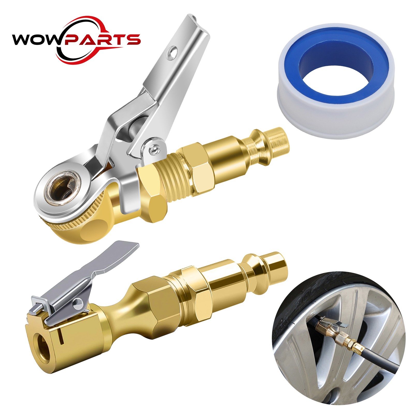 2pcs 1/4" FNPT Closed Flow Locking Air Chuck Quick Connect Tire Inflator Nozzle