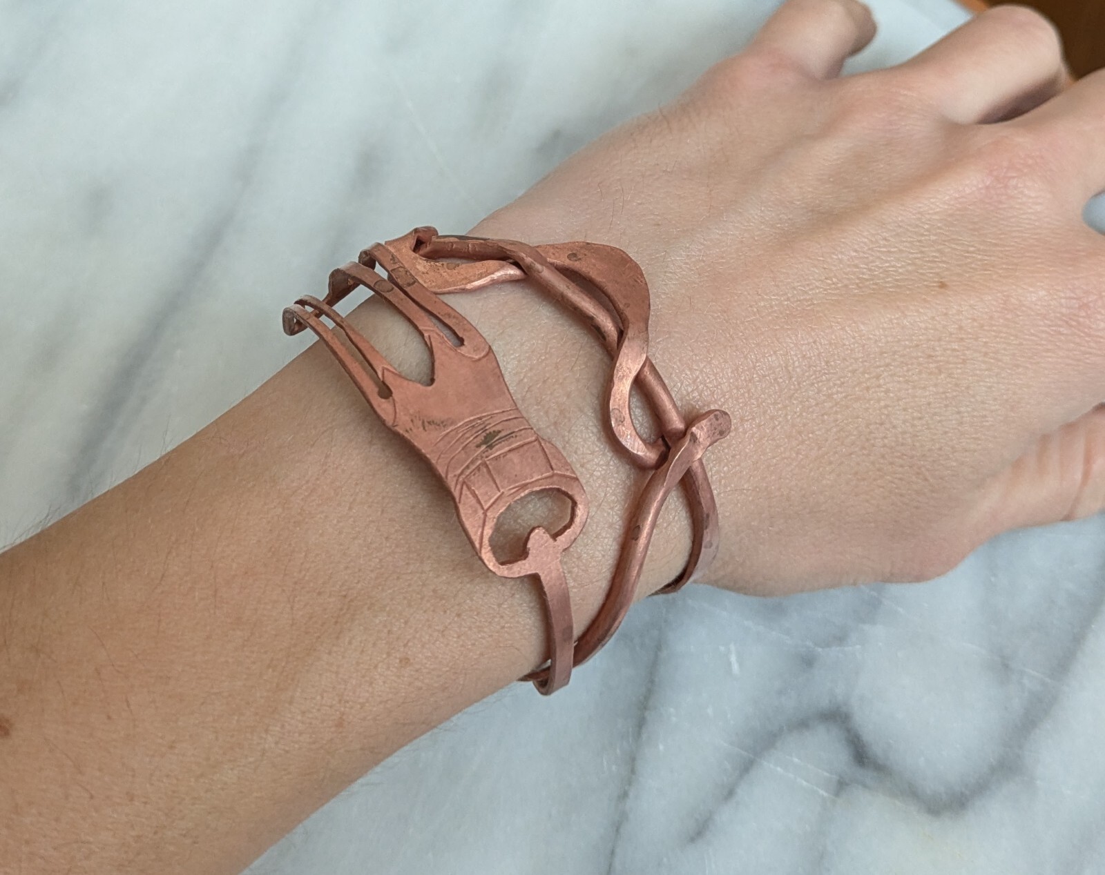 artisan, hand-crafted Copper bracelet unique screwdriver design, one of a kind