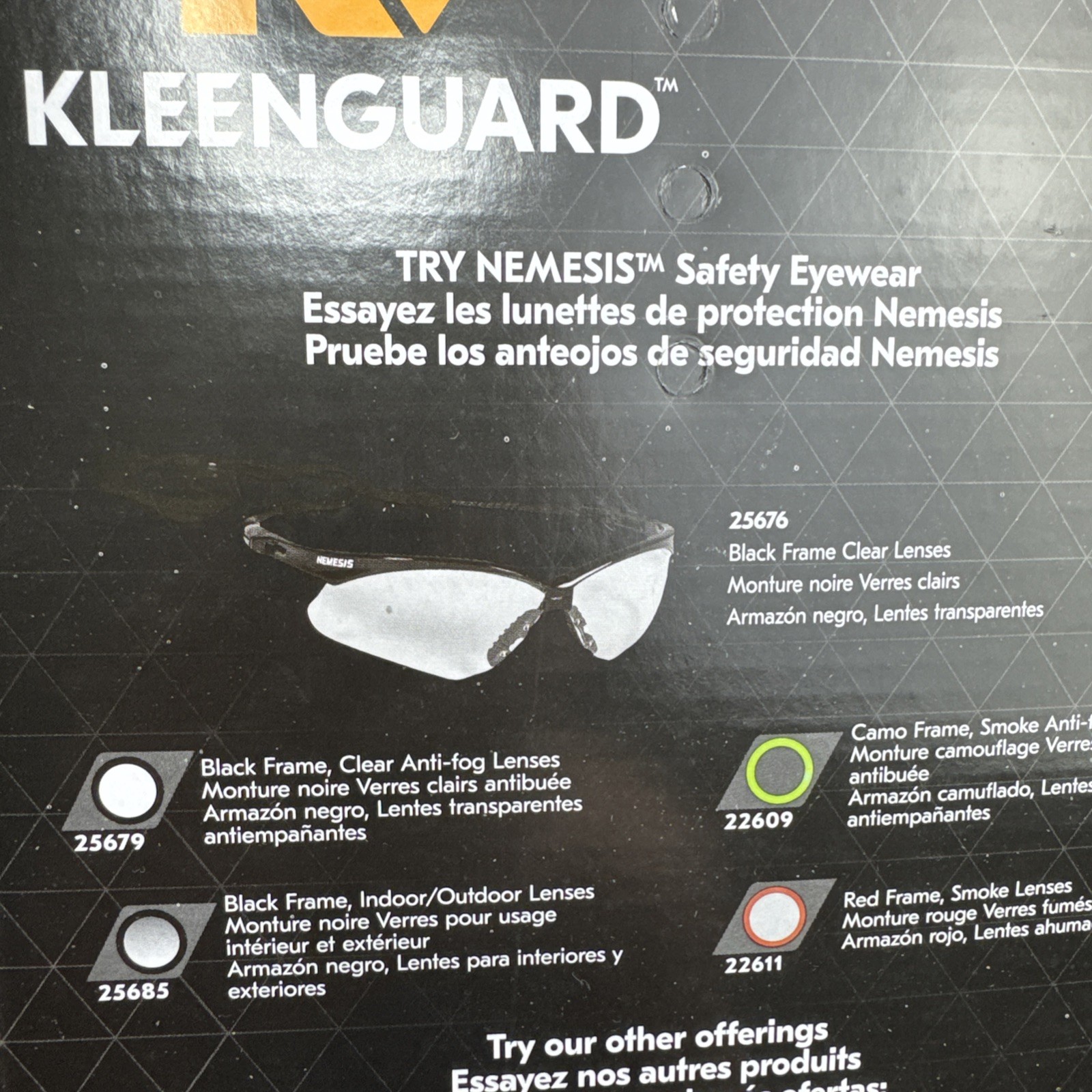 (12) Kleenguard 25688 Nemesis Safety Glasses Smoke Mirror Black Frame ANSI Z87+