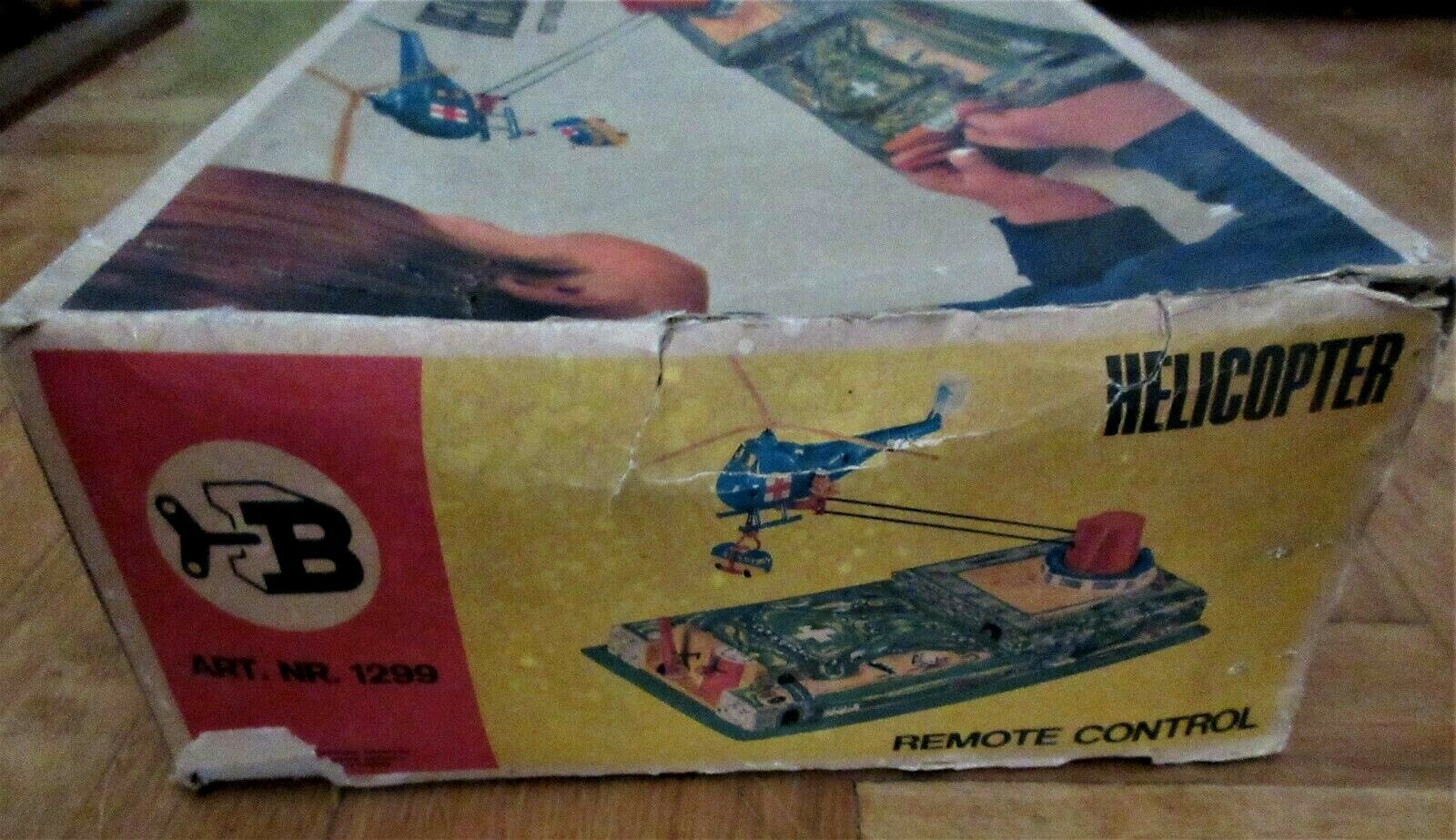 VINTAGE RARE BILLER TINPLATE 1299 RESCUE HELICOPTER REMOTE CONTROL BOXED