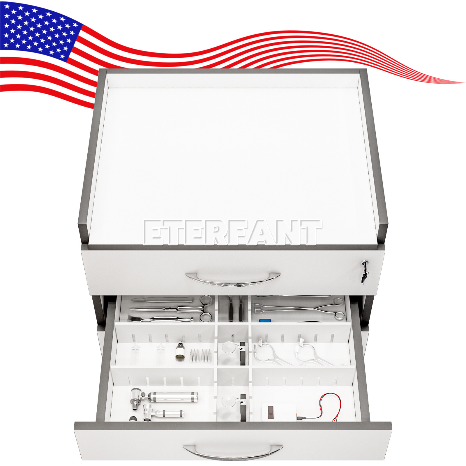 5 Drawers Dental Medical Trolley Cart Acrylic Mobile Wooden Cabinet Rolling Cart