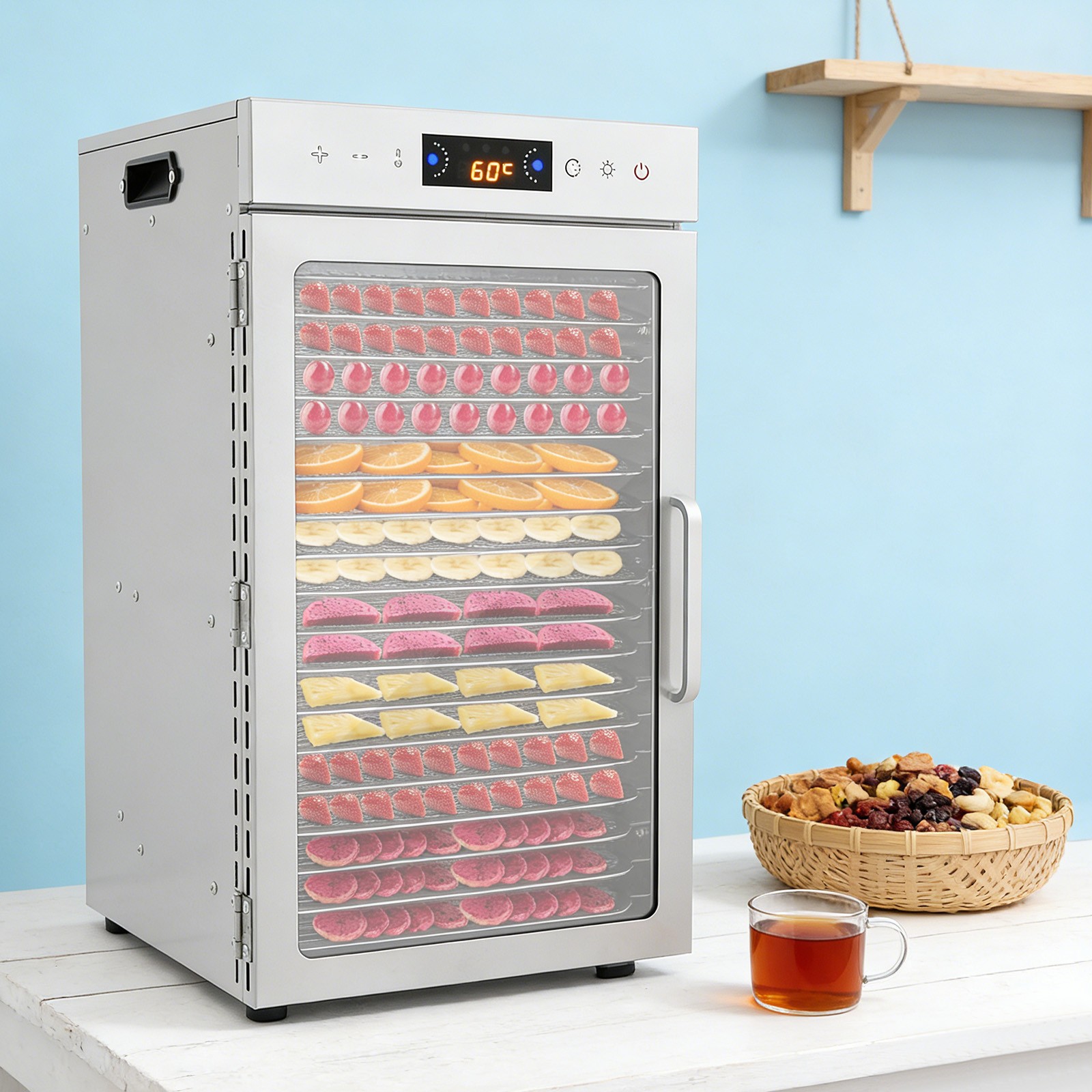 Commercial Dehydrator 18 Stainless Steel Trays Fruit Vegetable Food Dry Machine