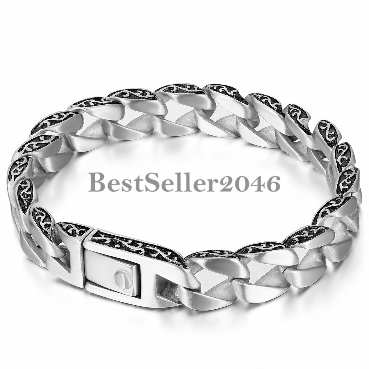 Polished Stainless Steel Gothic Heavy Biker Cuban Chain Link Men's Bracelet 8.2"