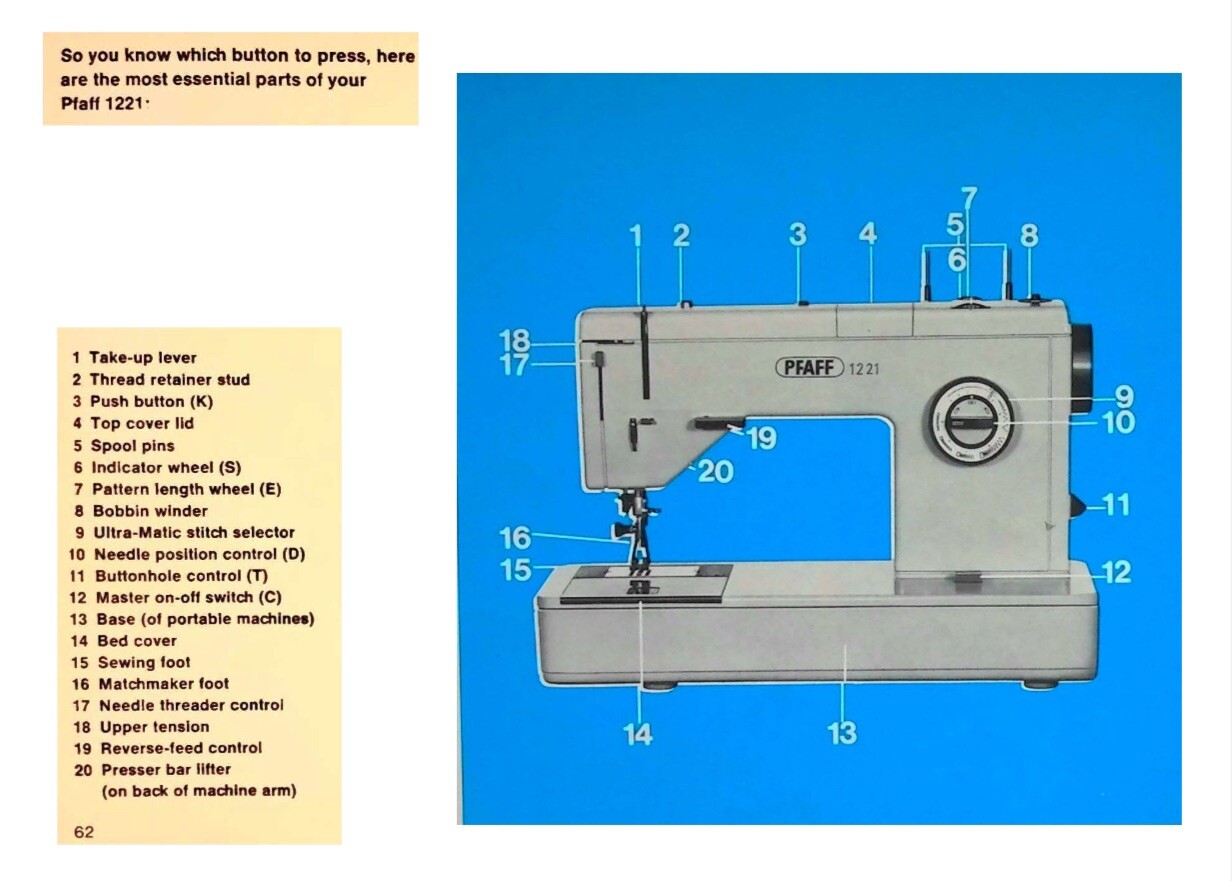 Large Deluxe-Edition Pfaff 1221 1222 Original Instruction Manual Bound Color