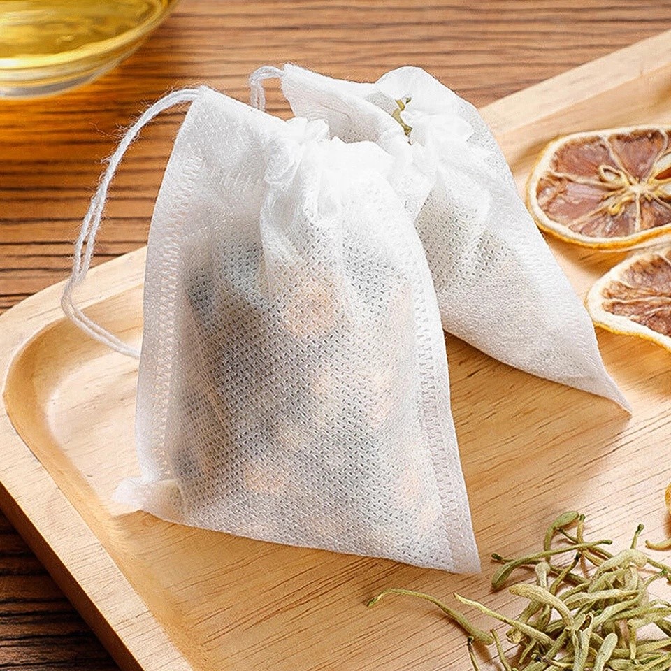 500Pcs Tea Bags Disposable Drawstring Flip Empty Teabags Herb Loose Teas Filters