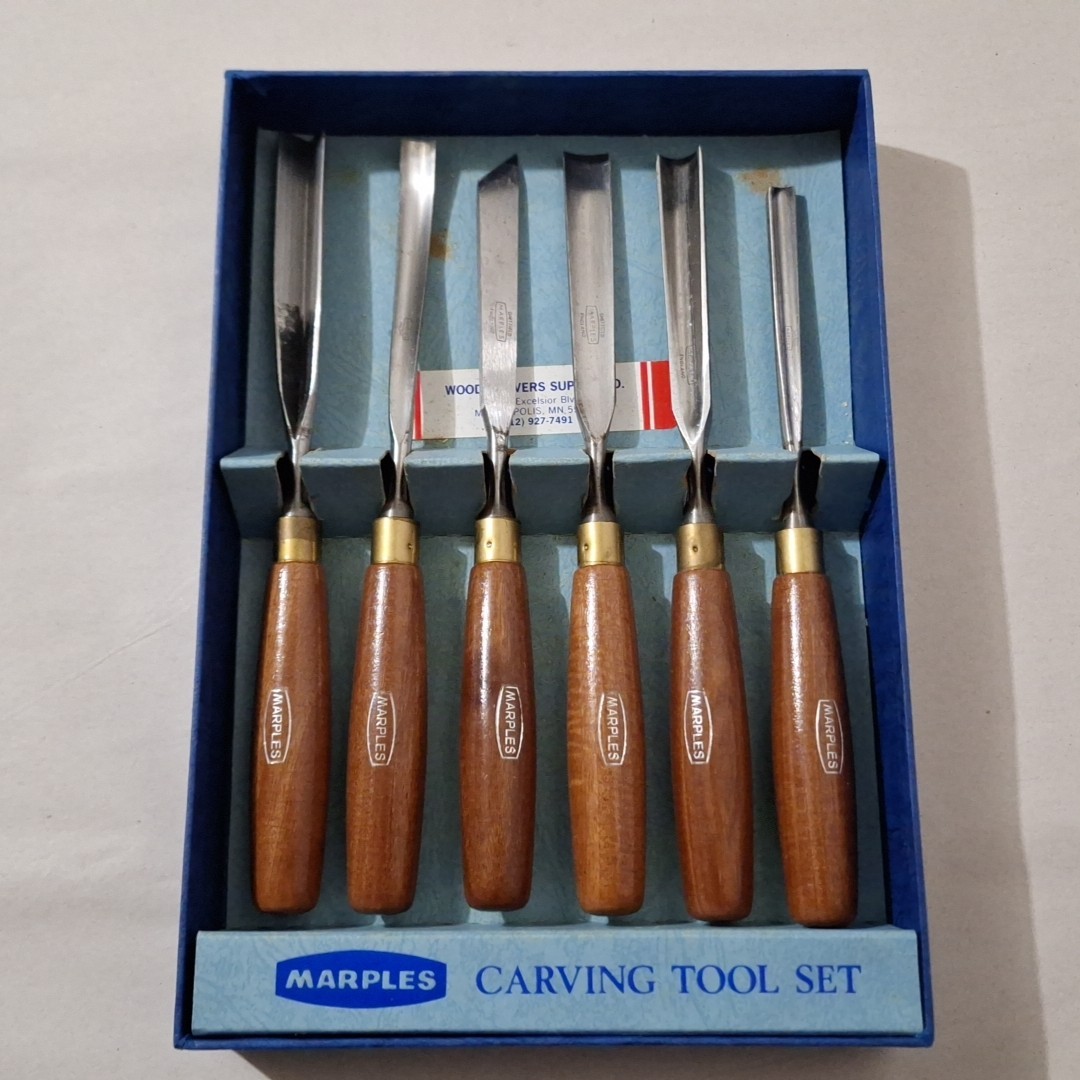 Marples M60A carving tools set in box, 6-piece used set