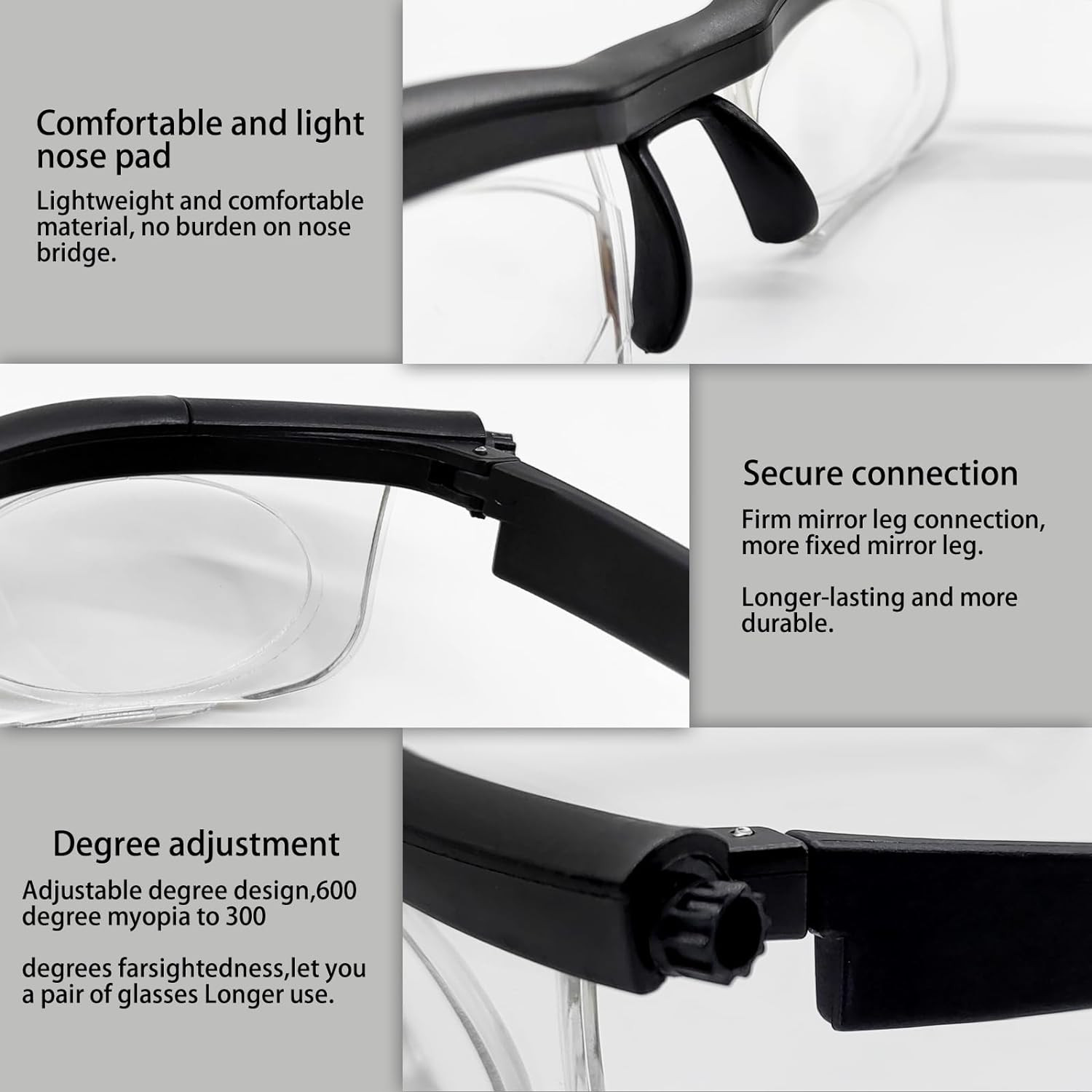 Dial Adjustable Glasses Variable Focus For Reading Distance Vision Eyeglasses US