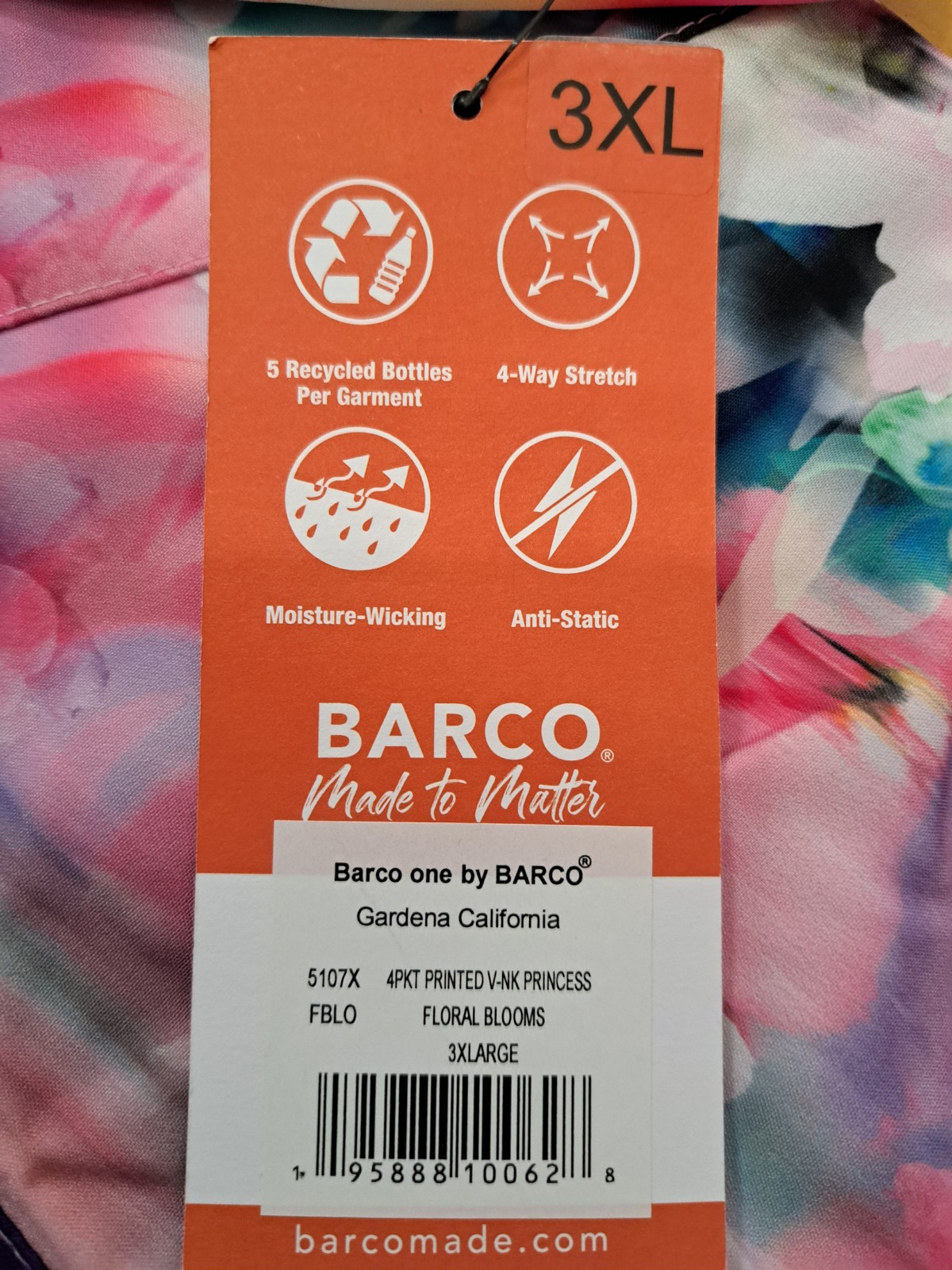 Barco One Women's 3XL Multicolor Floral Nurse Medical Scrub Top NWT