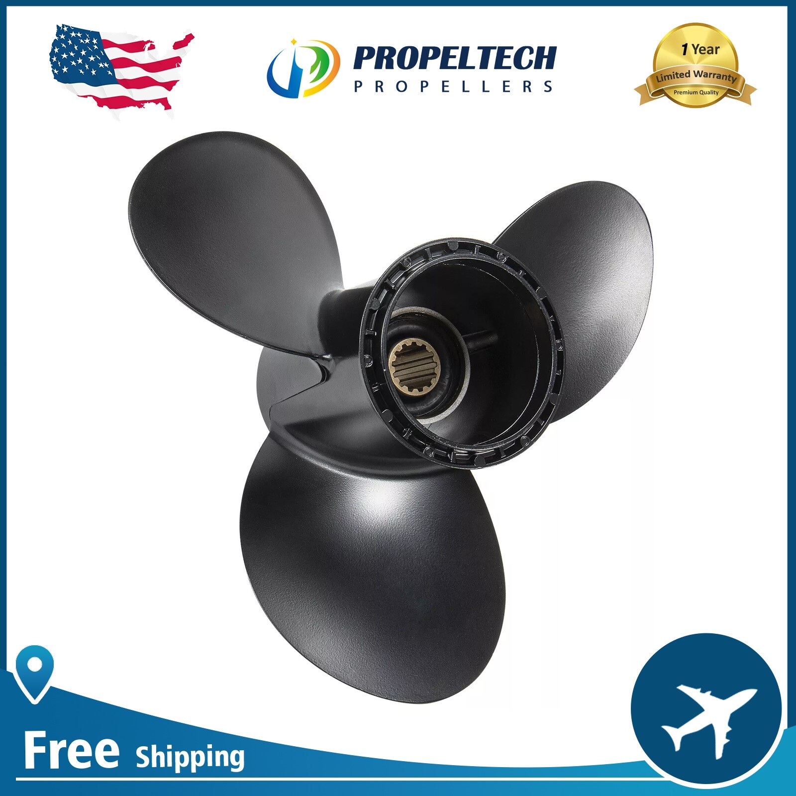 11 1/8 X 16 Boat Propeller for Suzuki Outboard 35-65HP 13 Spline 58100-88L72-019