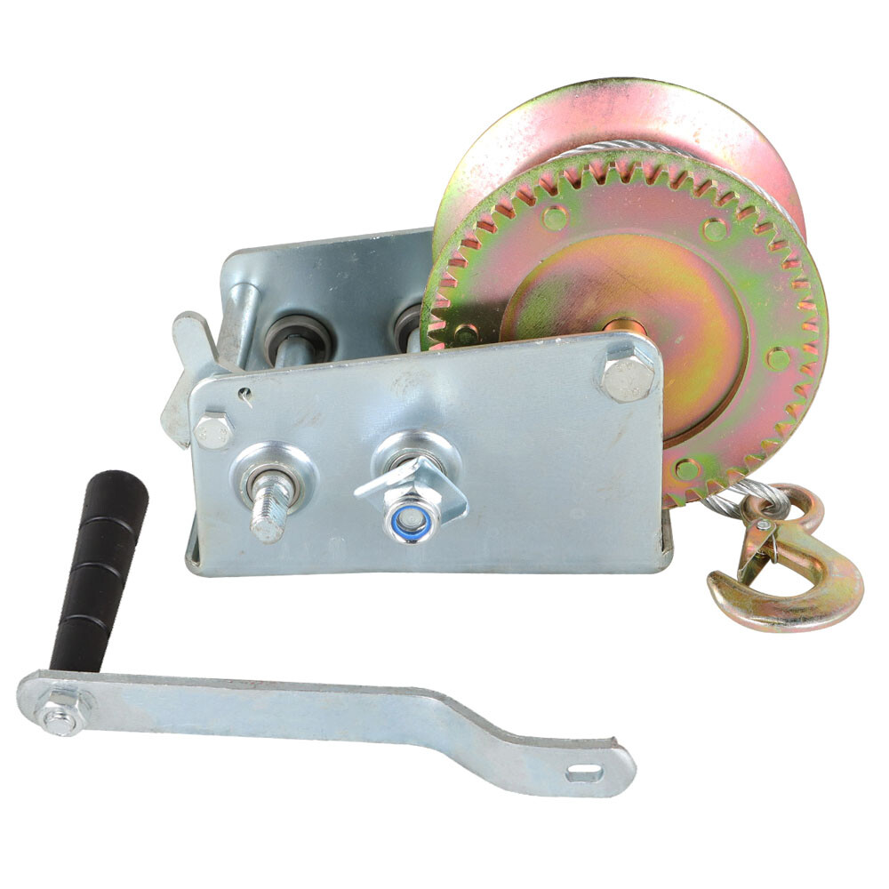 3500lbs Dual Gear Hand Winch Hand Crank Manual Boat ATV RV Trailer Cable