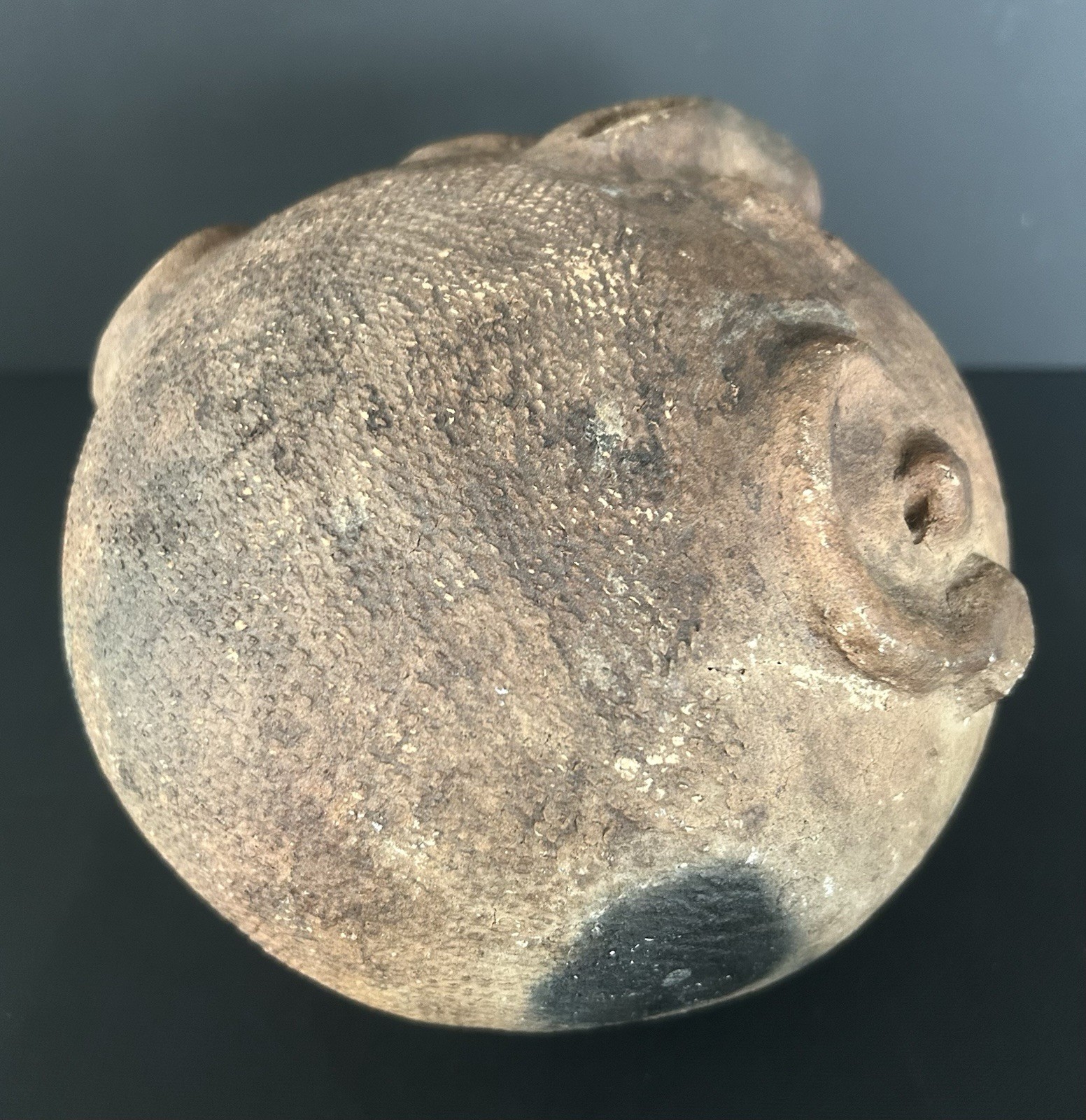 Antique Pre Columbian Clay Pottery Head Coinbank From Veracruz, Mexico 7.5”
