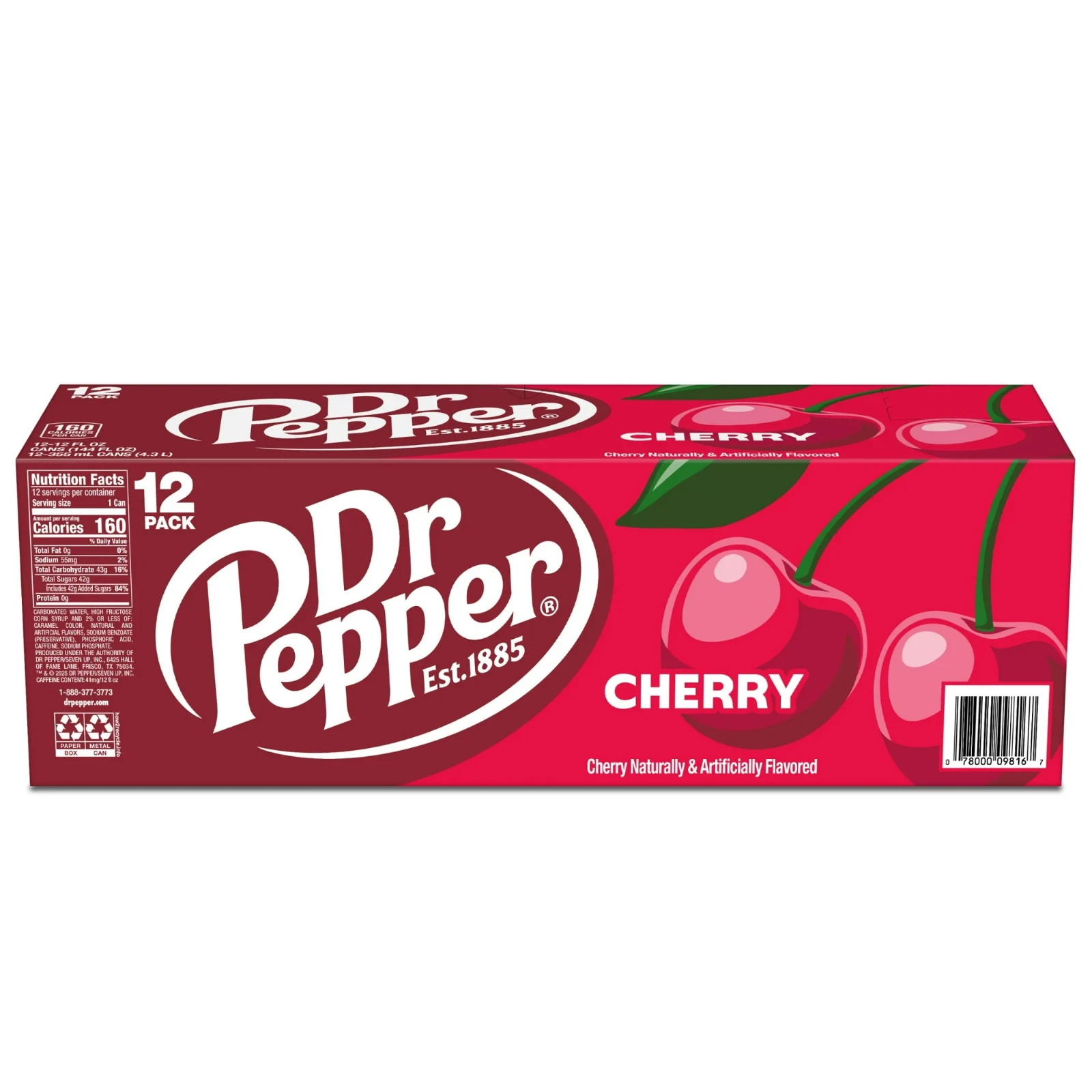 Dr Pepper Cherry Soda Pop, 12 fl oz, 12 Pack Cans FREE SHIPPING.....