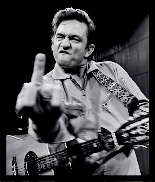 Johnny Cash Flipping Off Sweet Heart American Idol Music Sing Man Black MAGNET