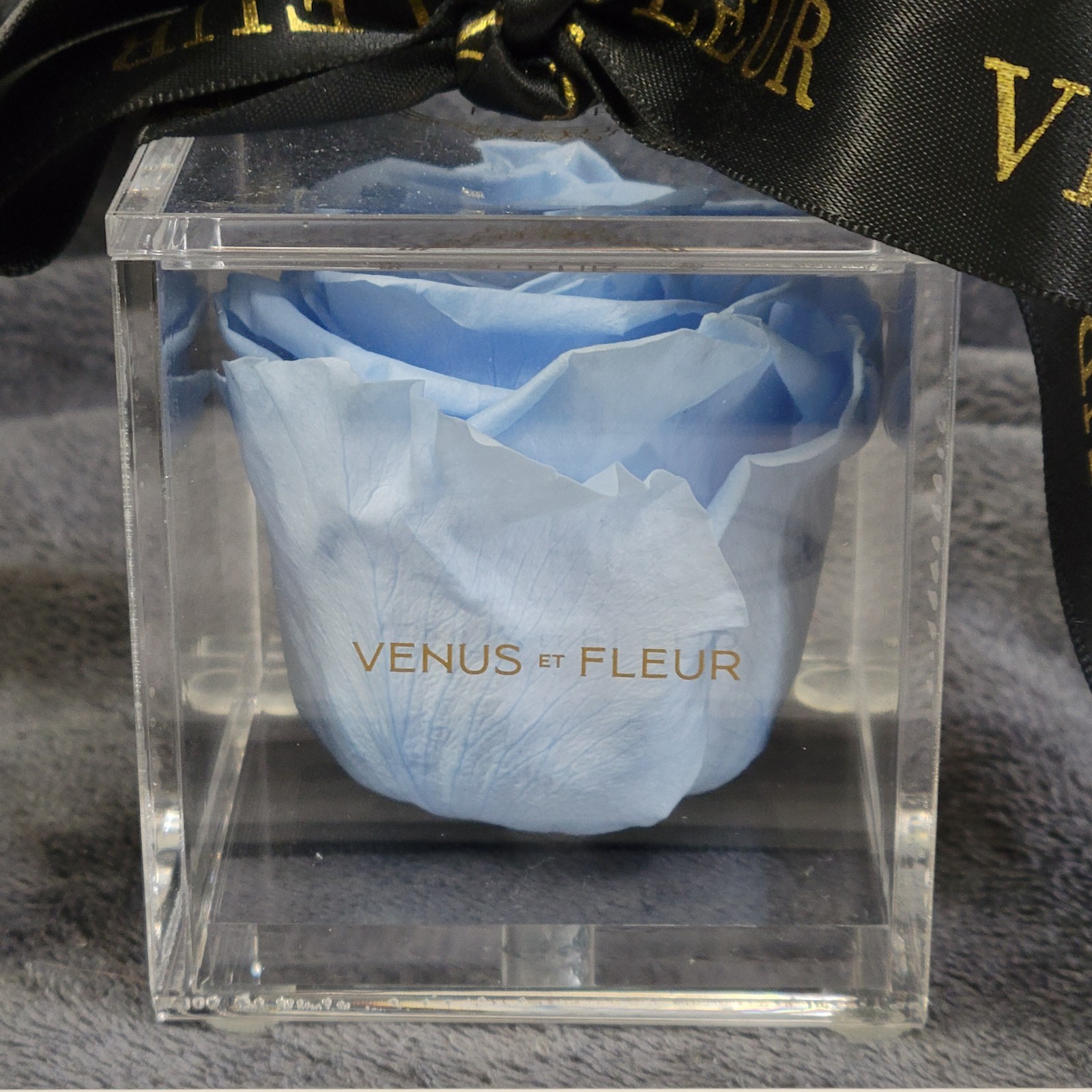 Baby Blue Venus Et Fleur Eternity Rose With Acrylic Storage Box And Note