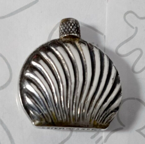 AMP Sterling Silver Mini Seashell Perfume Bottle Shell Flask 925