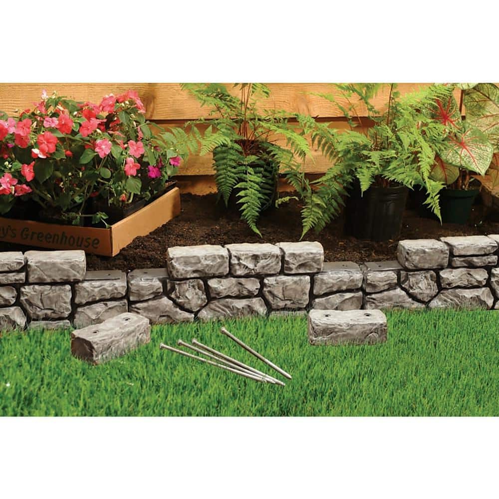 StoneWall Border - 10 ft. x 6 in. Grey No-Dig DIY Garden and Landscape Edging