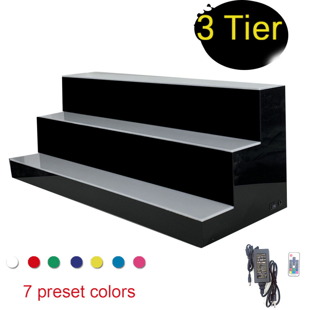 31" 3 Tiers Liquor Bottle Stand LED Lighted Bar Liquor Bottle Display Shelf 110V