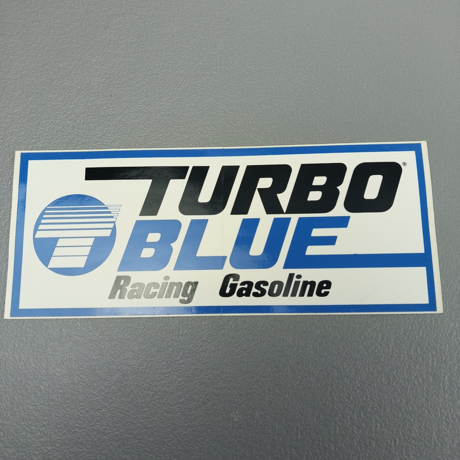 Turbo Blue Gasoline Marine NHRA drag racing hot rod sticker decal 1990s pair