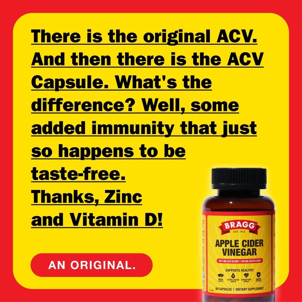 Bragg Apple Cider Vinegar Immune & Weight Management Support 90 Capsules