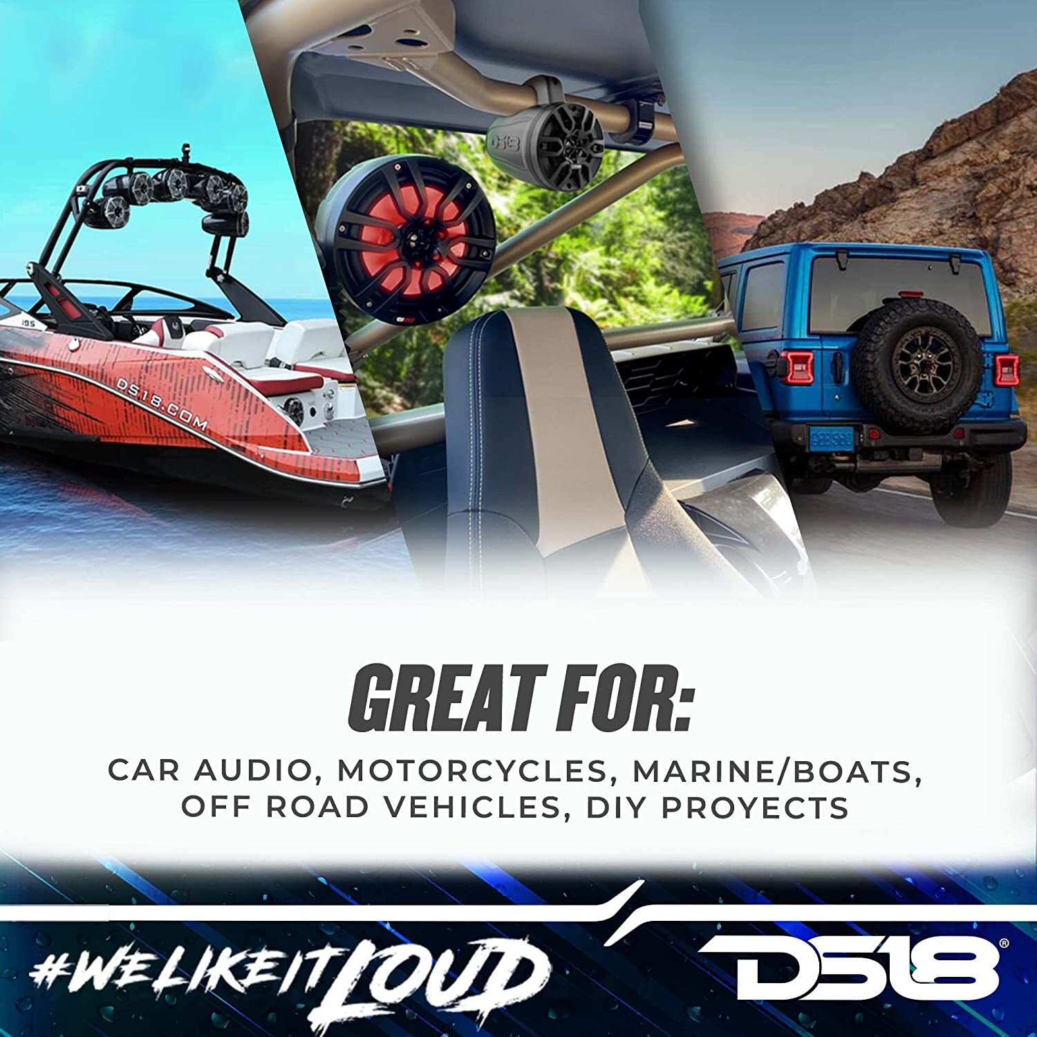 DS18 MP4TP.4A 4 HYDRO 4" Wakeboard Tower Speakers 600W With Amplifier Bluetooth