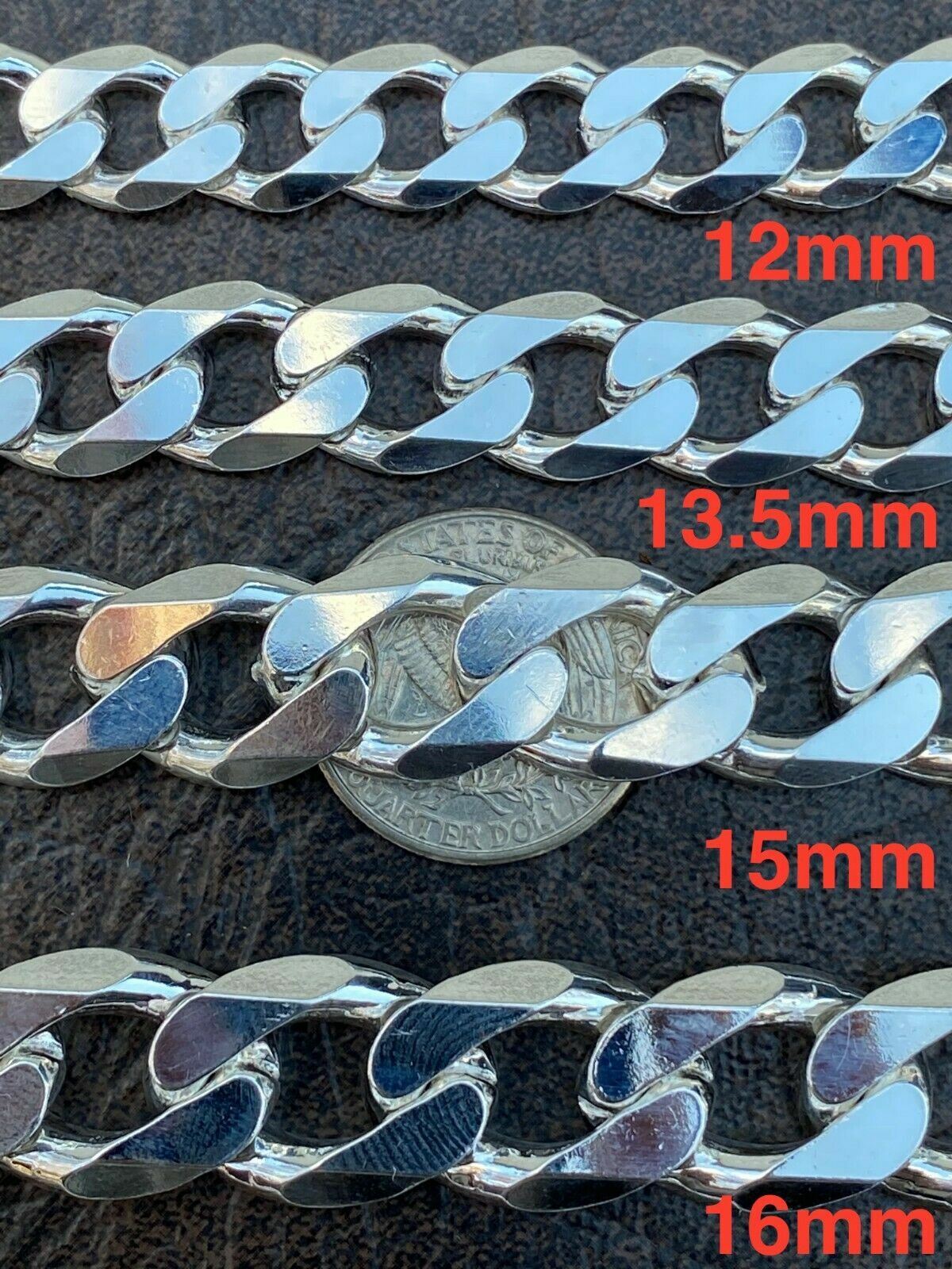 Real Solid 925 Sterling Silver Miami Cuban Chain Necklace Or Bracelet ITALY Curb