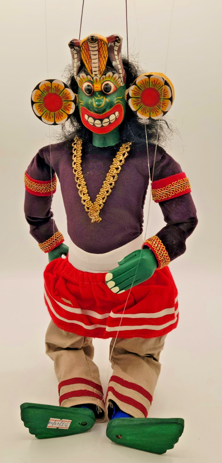 Sri Lanka RUKADA Marionette Puppet VINTAGE Wood Lankan HAND MADE Folk Art Figure