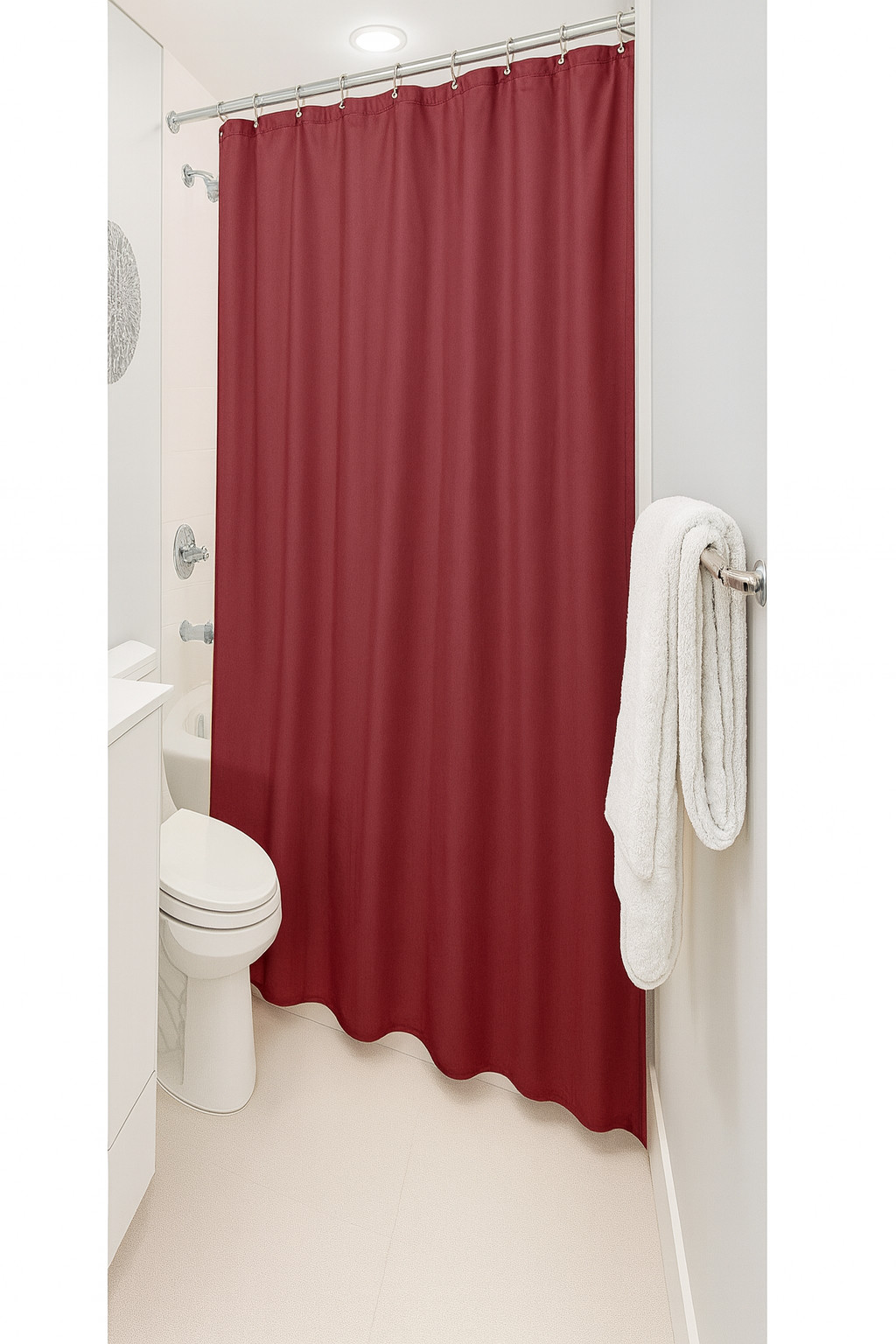 Burgundy Heavy Duty Magnetized Shower Curtain Liner Mildew Resistant
