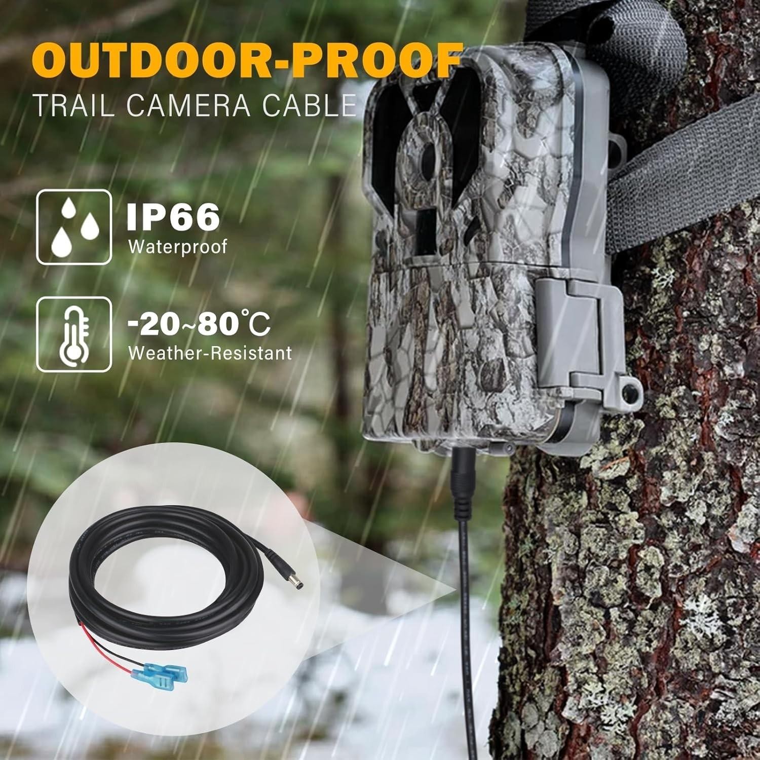 Trail Camera Power Cord 5.5x2.1mm Dc External Cable for Spypoint, Moultrie