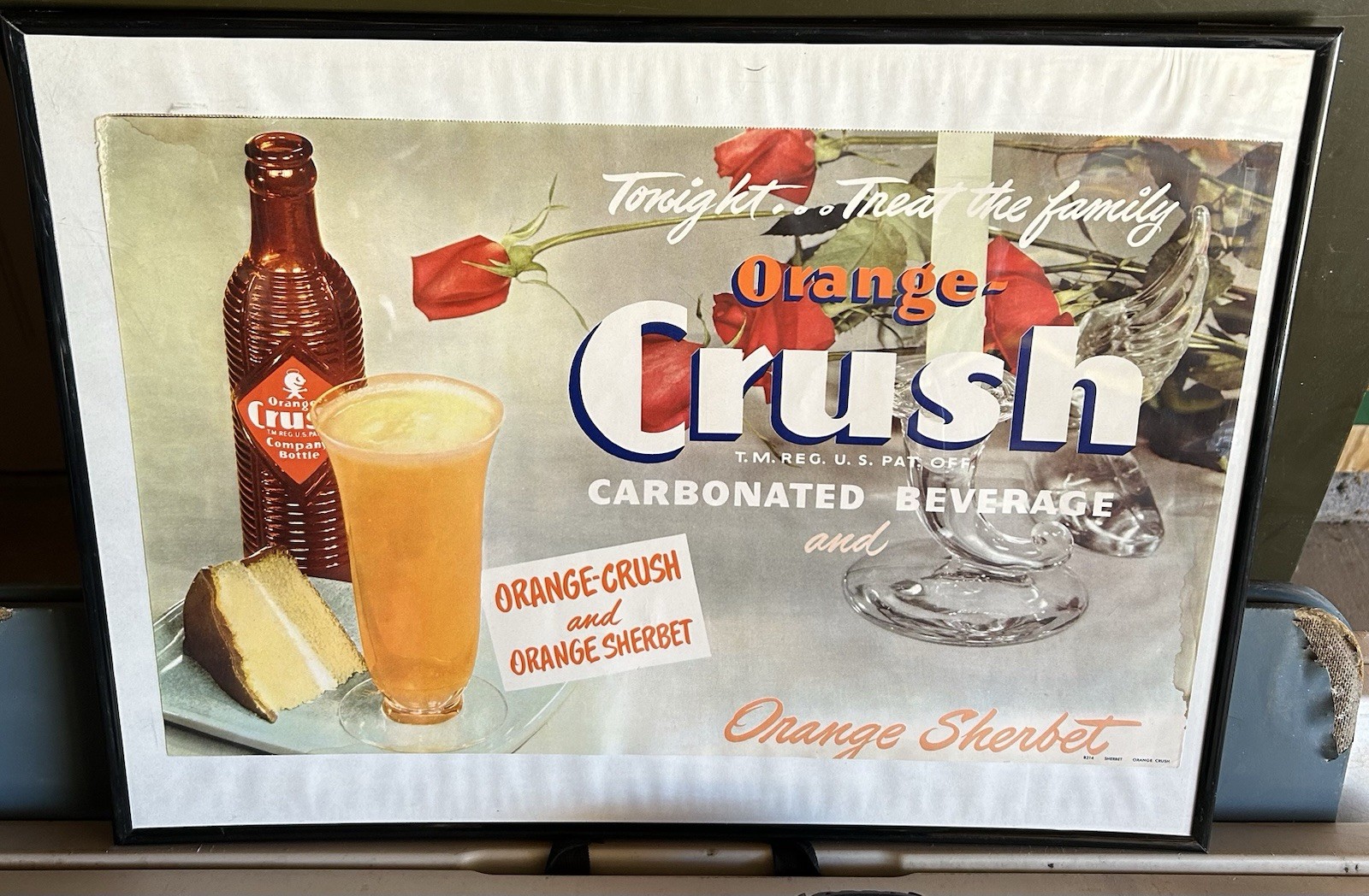 1940s Paper Orange Crush Sign