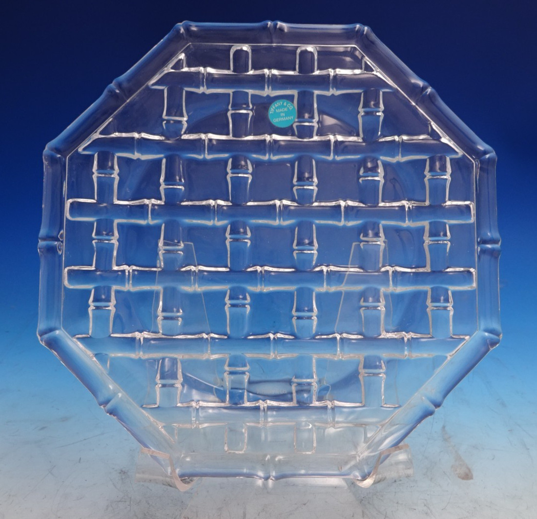 Bamboo by Tiffany and Co Crystal Serving Plate in Orig Box 1/2" x 7 3/4" (#8695)
