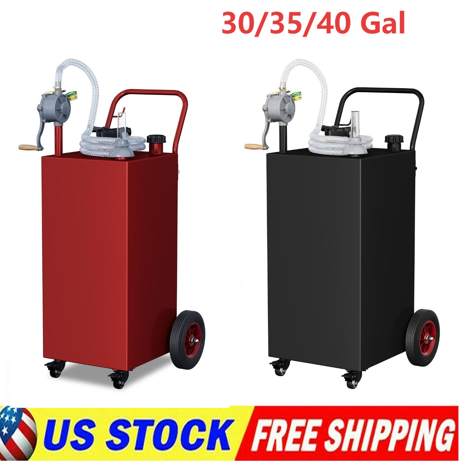 30/35/40 Gallon Gas Caddy w/ Pump & Wheels Fuel Gasoline Diesel Transfer Tank
