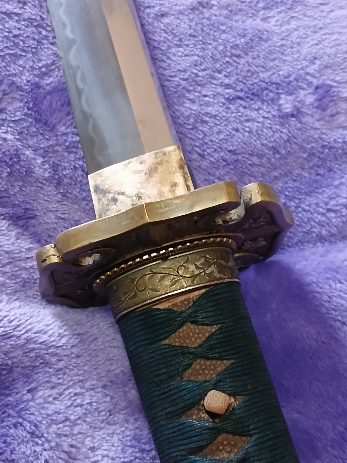 WWII Japanese Ofiicer's Showato Sword Signed "Fukumoto Amahide" with Tachi Tsuka