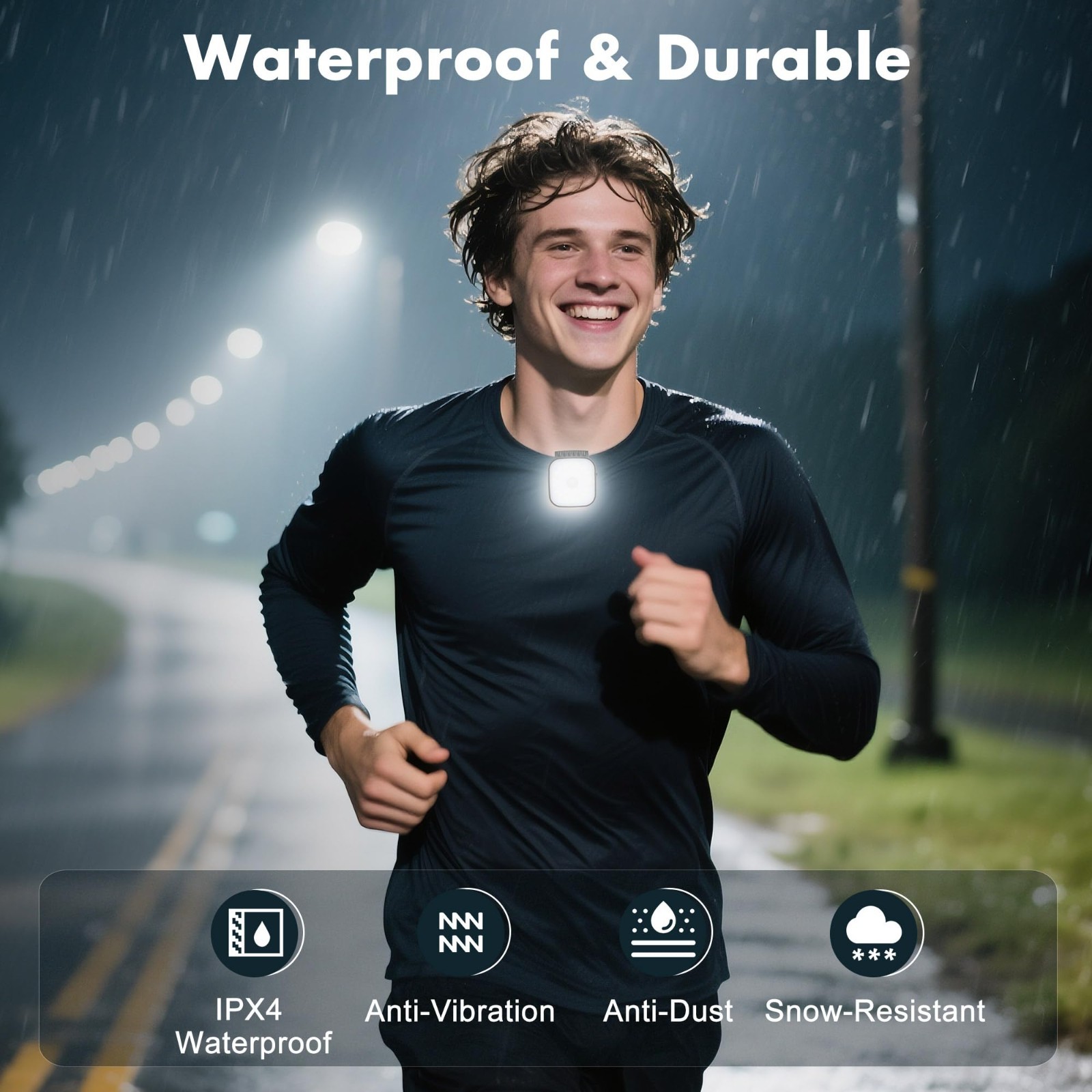 2 Pack Rechargeable Running Lights LED Safety Flashlights 4 Modes Clip On