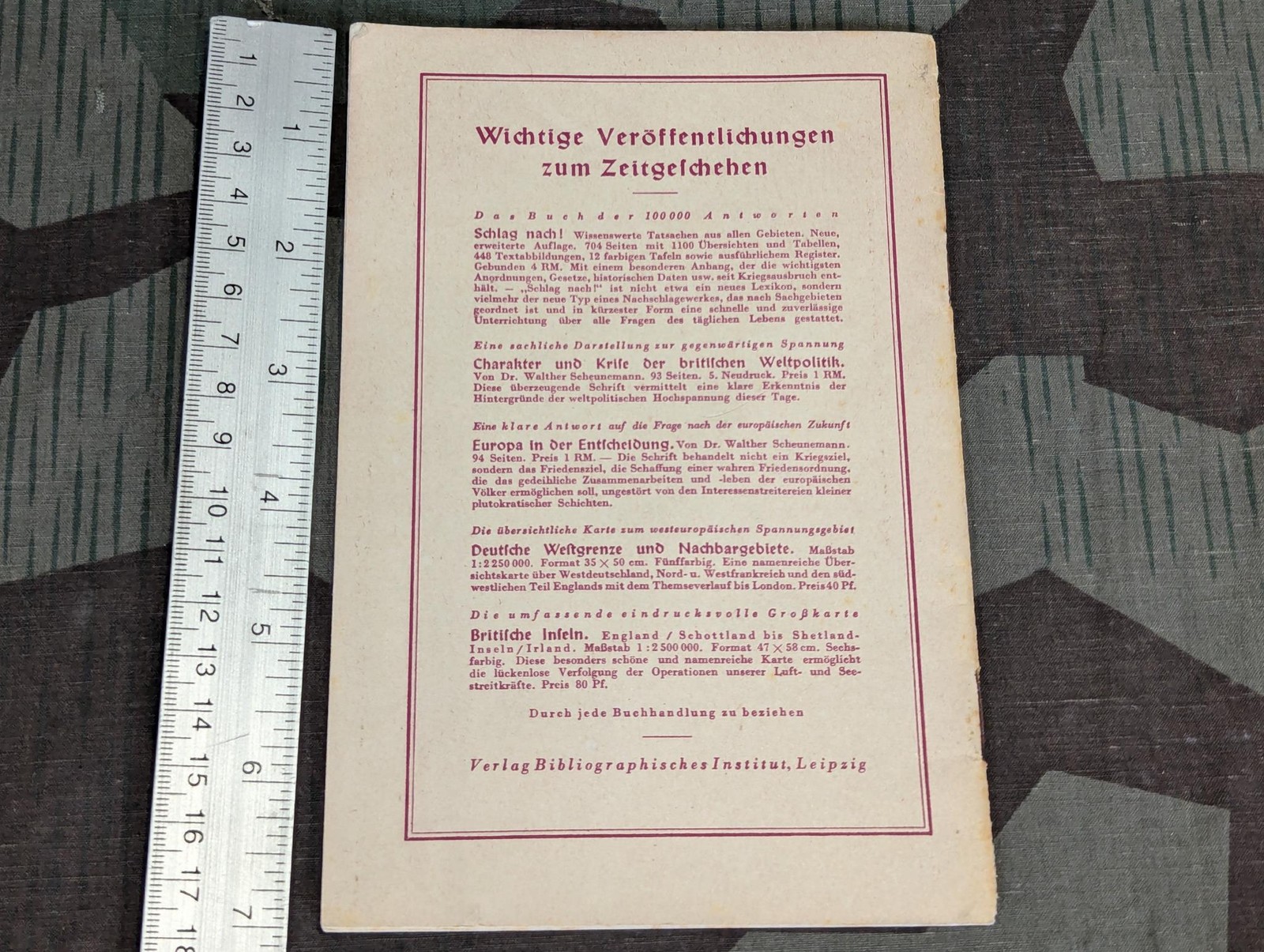 WWII German Schlag Nach uber China Japan u. Mandschukuo Book Booklet WW2 Asia