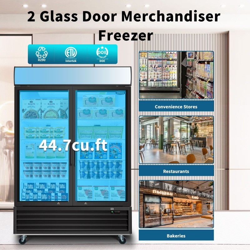 54" Glass Door Merchandiser Freezer 44.7Cu.ft Commercial Display Upright Freezer
