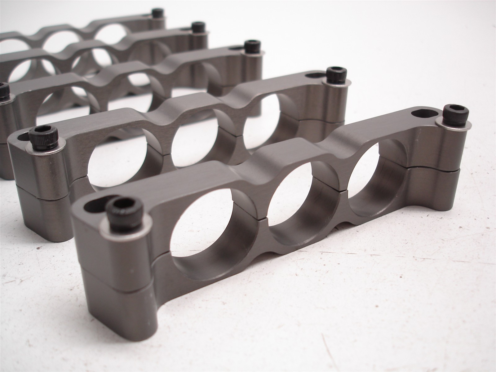 6 NASCAR BILLET ALUMINUM TRIPLE 1" BRAIDED LINE / HARD OIL LINE BRACKETS MOUNTS