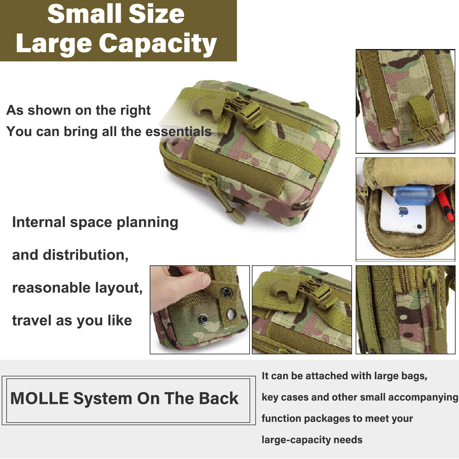 Tactical Molle Pouch EDC Belt Waist Military Waist Bags Fanny Pack Bag Pocket US