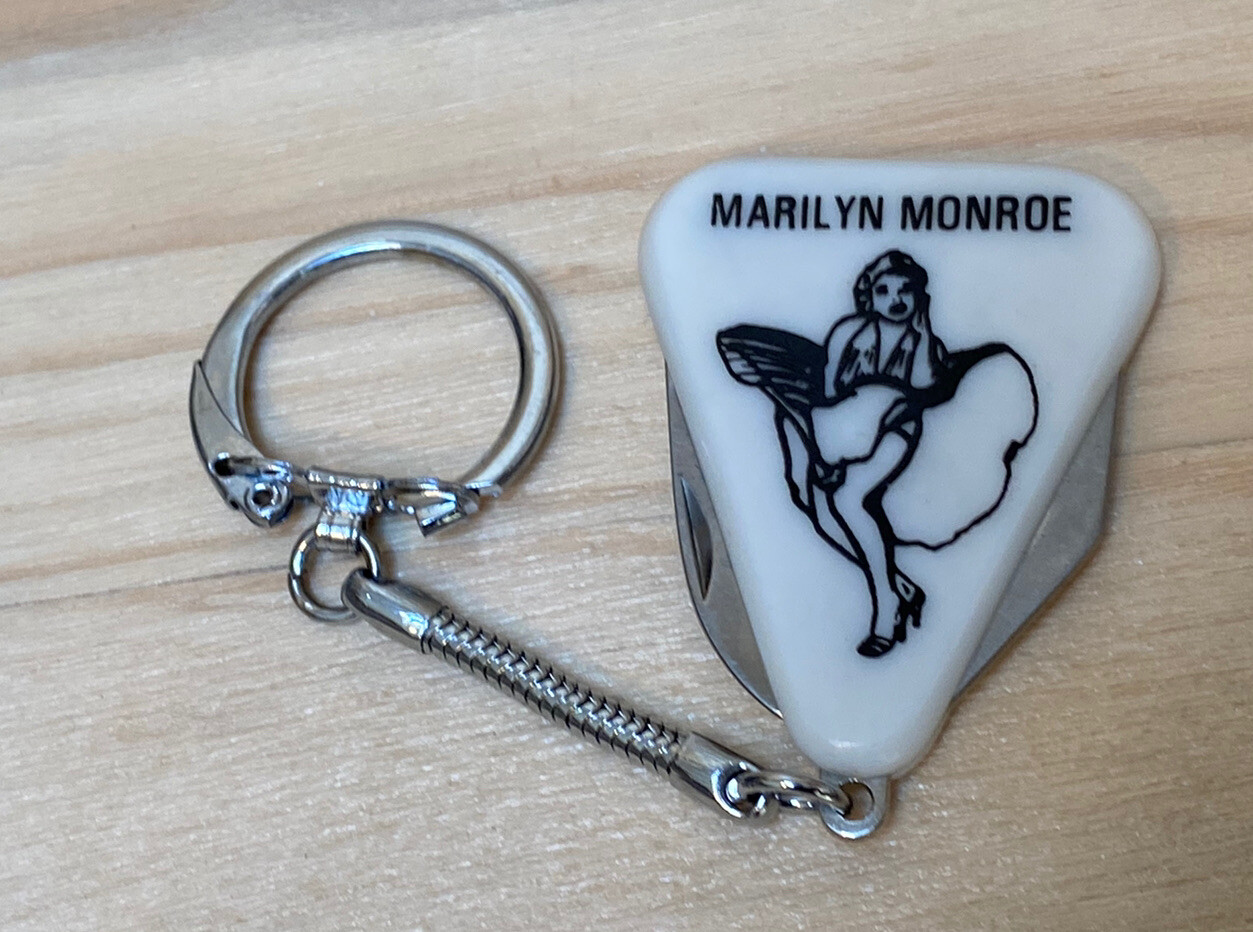 Vintage MARILYN MONROE Key Chain Two Blades Pocket Knife